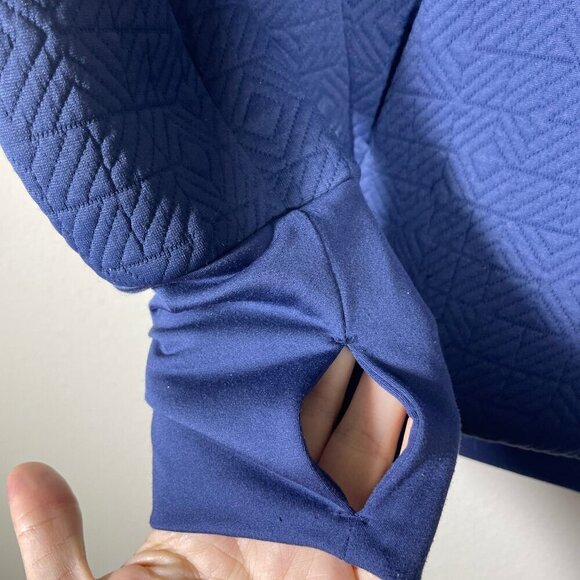 Athleta Performance Jacket Quilted Jacquard Pullover Sweater Navy Blue XS! - Picture 2 of 6